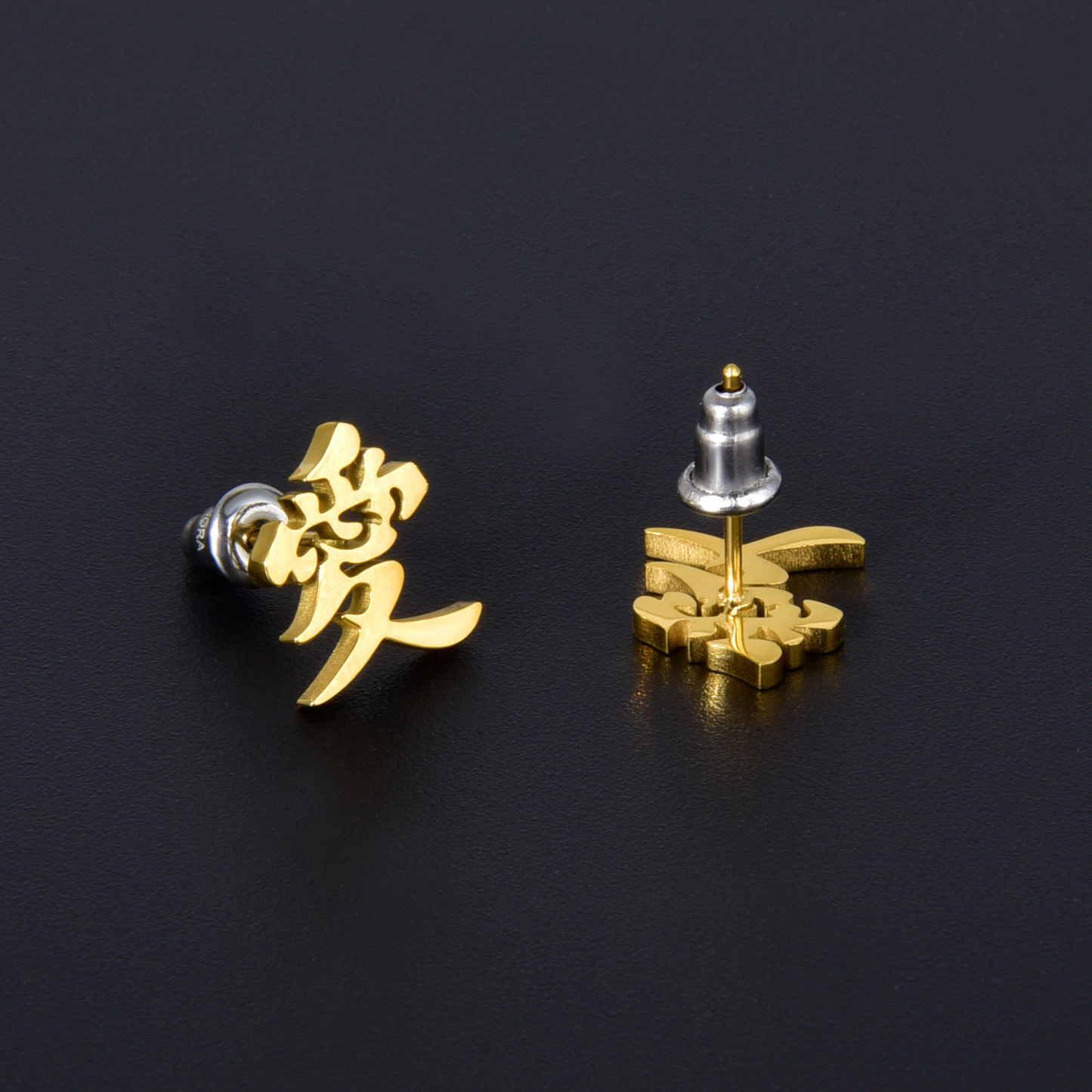 14k Gold "Love" Kanji Earrings