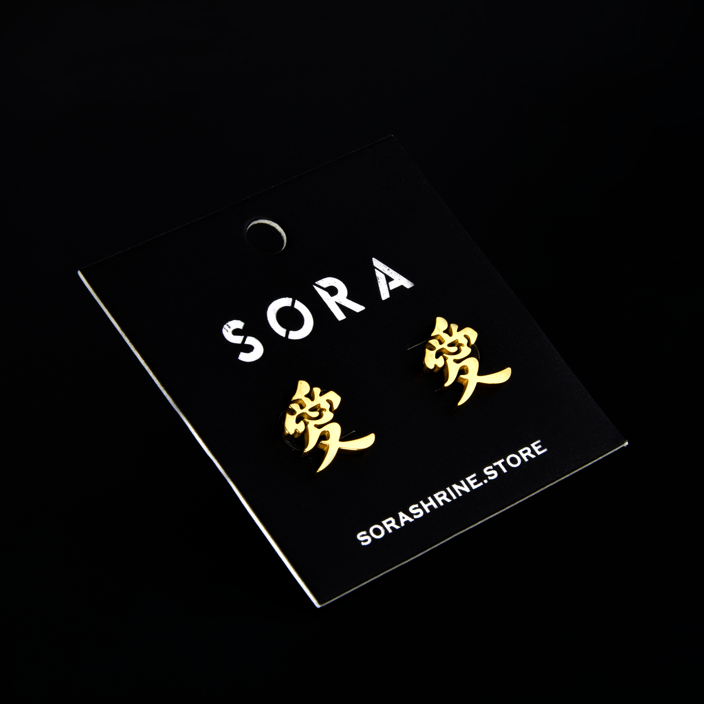 14k Gold "Love" Kanji Earrings